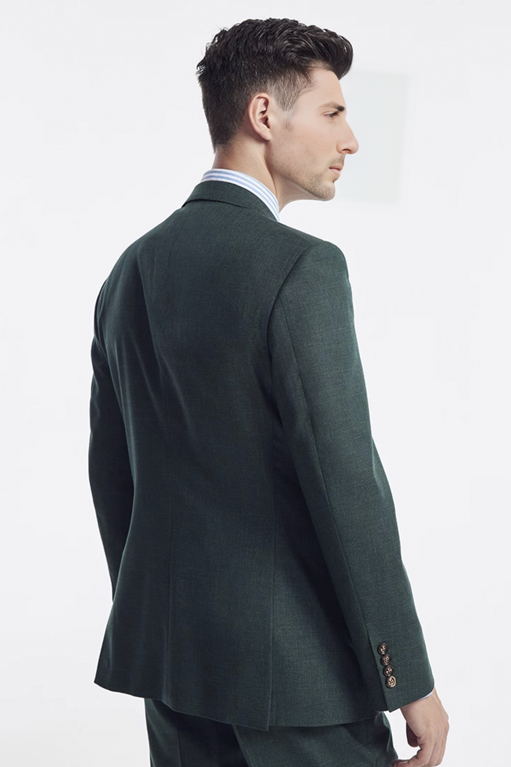 Costume single breasted em poliviscose, com lapela notched- Verde