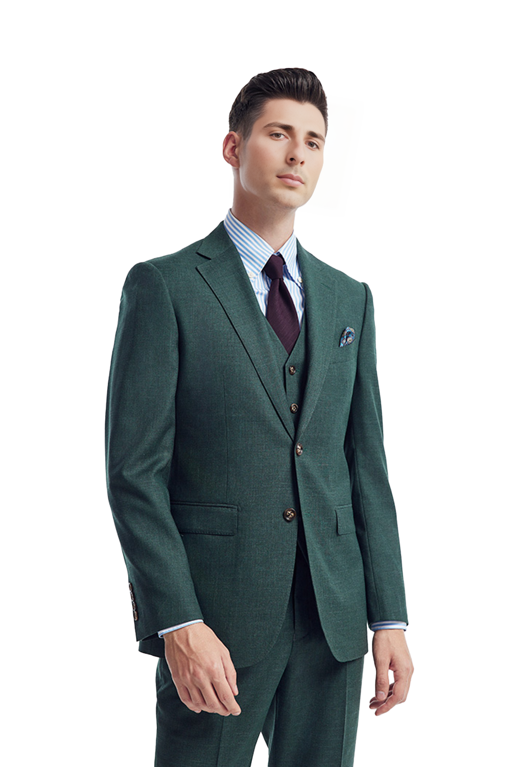 Costume single breasted em poliviscose, com lapela notched- Verde