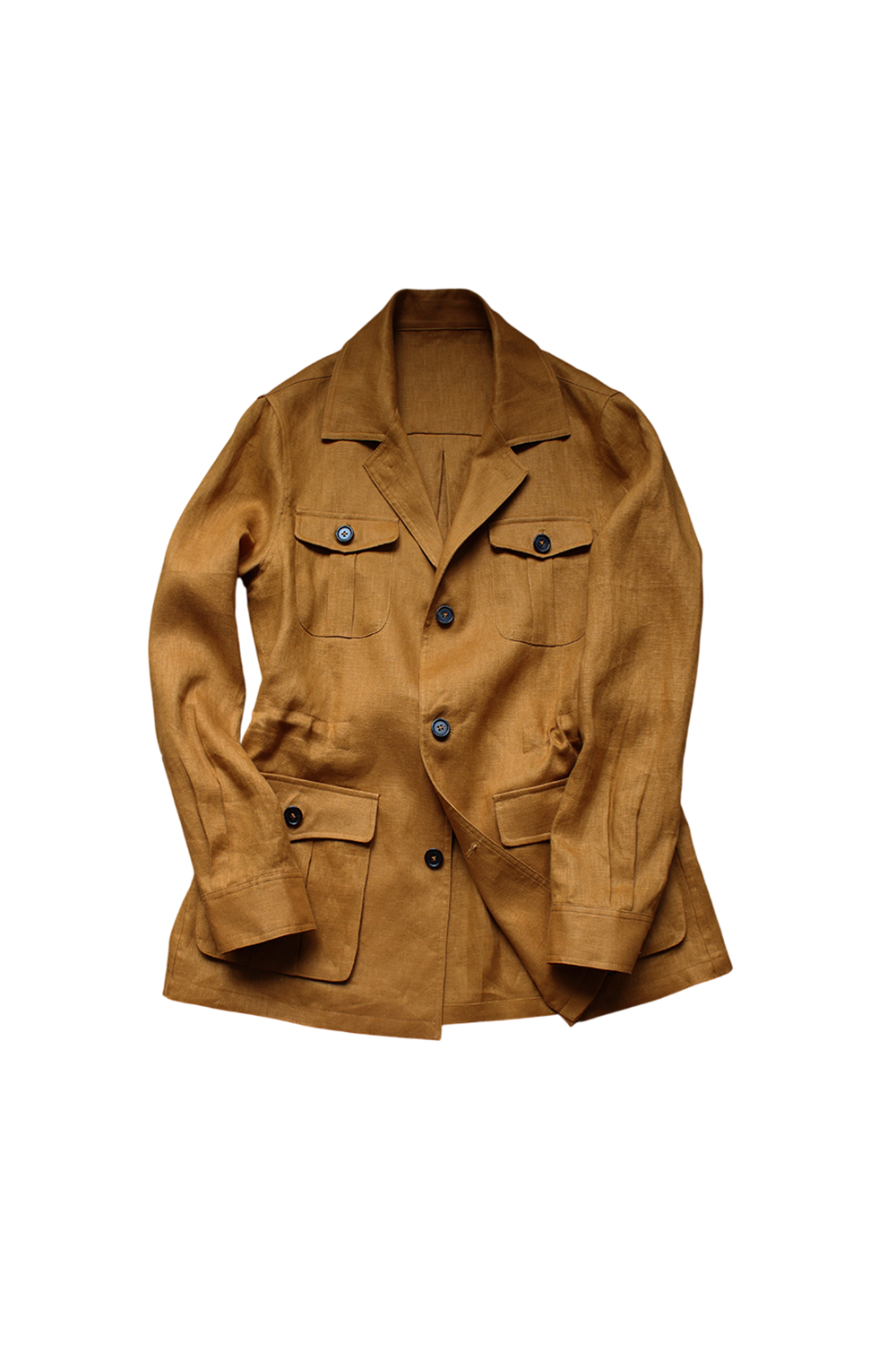 Safari Jacket desestruturado, com ajuste interno 100% linho - Tabaco