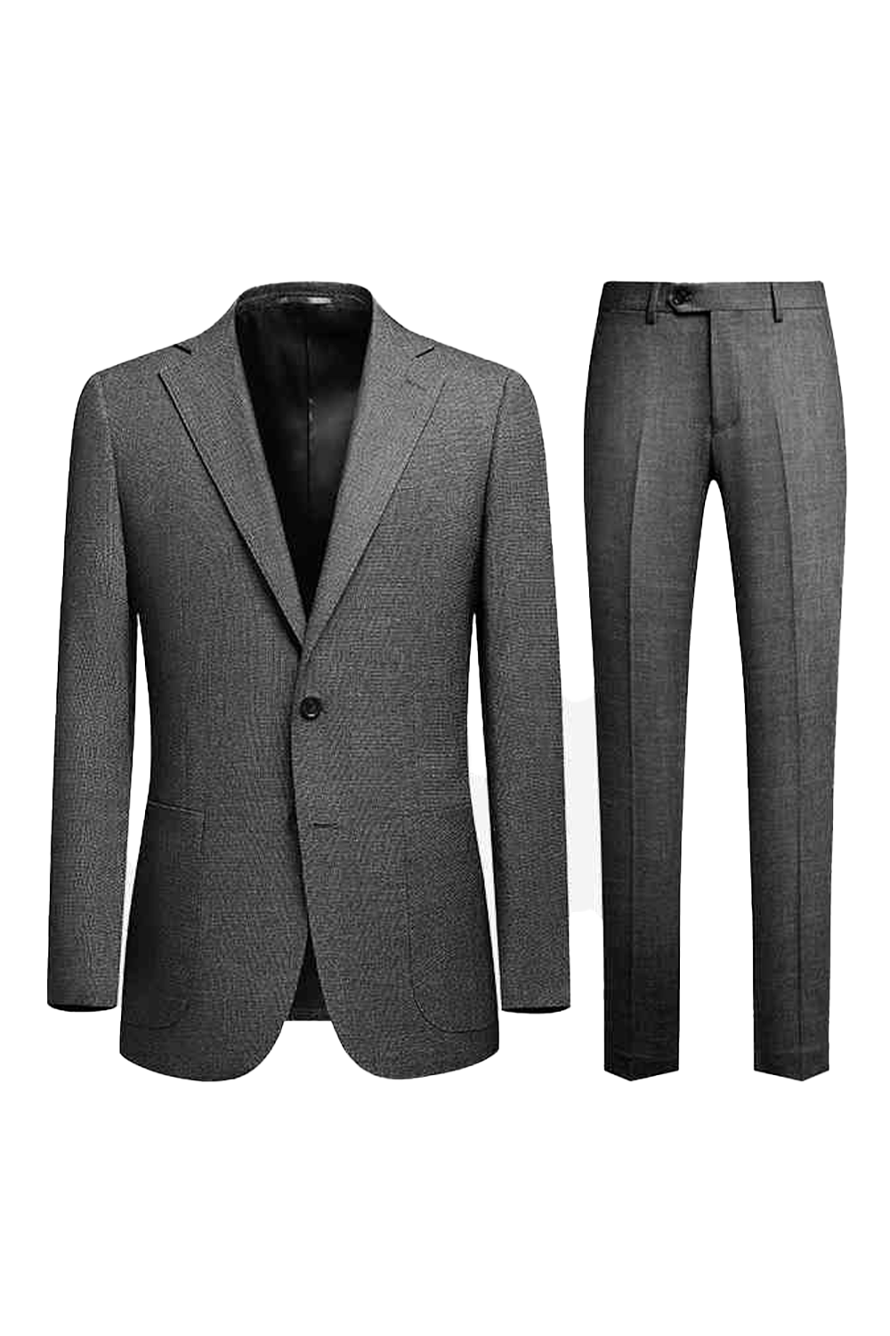 Costume single breasted em poliviscose e elastano, com lapela notched - Cinza grafite