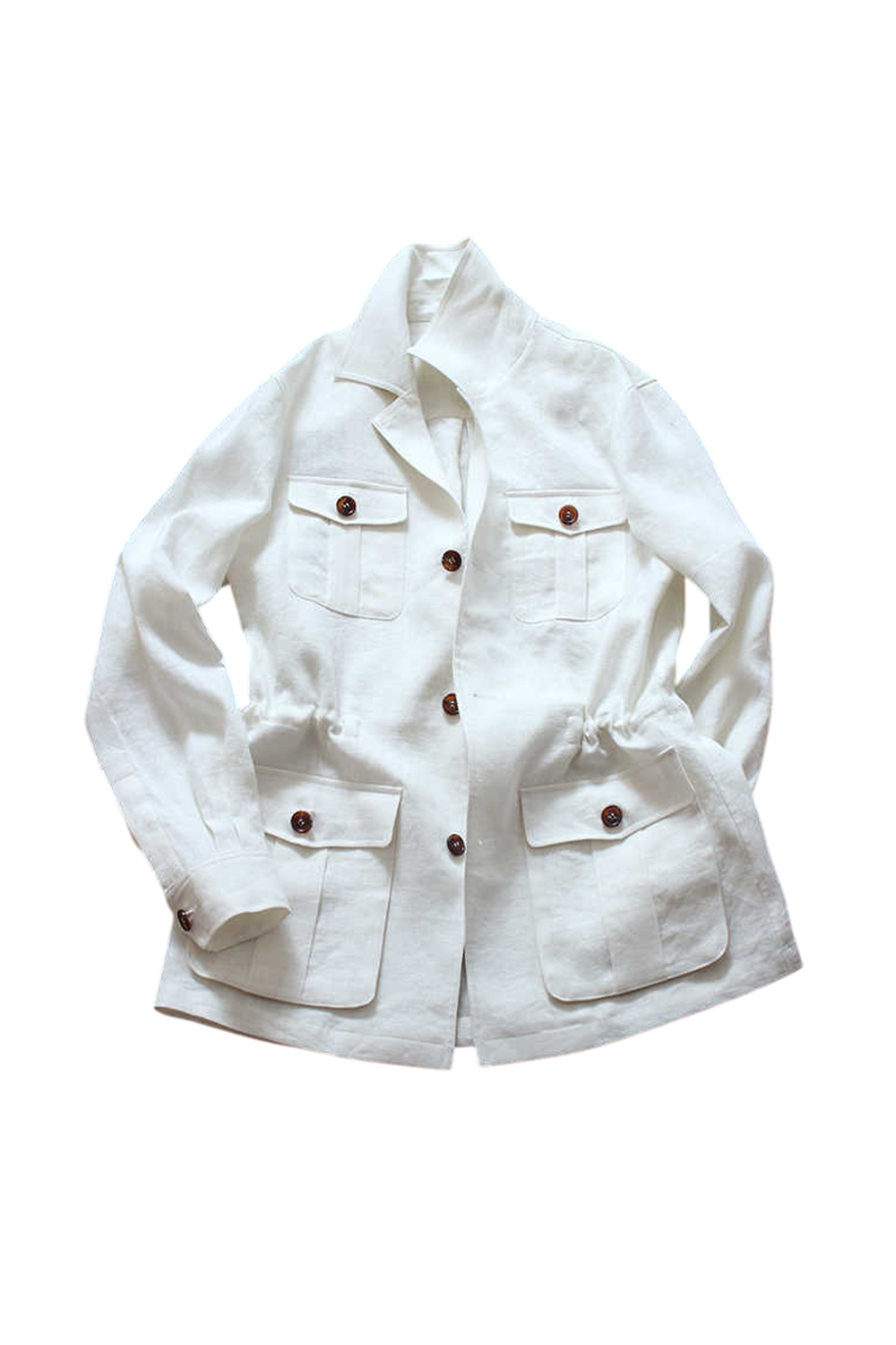 Safari Jacket desestruturado, com ajuste interno 100% linho - Branco LINEN