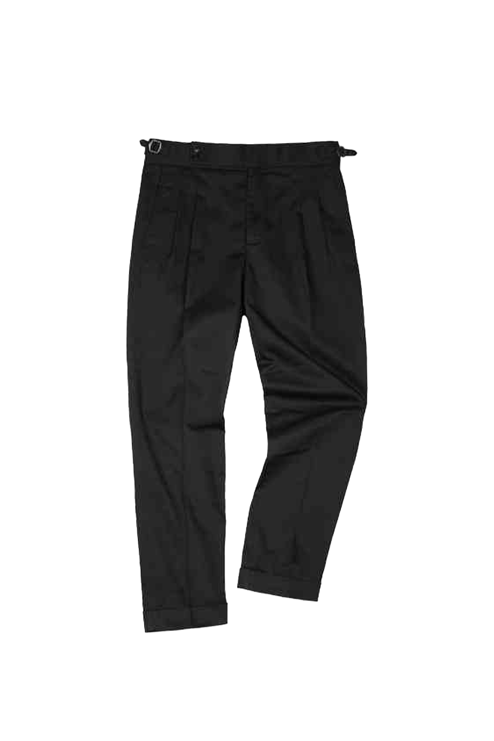 Calça de modelagem italiana, em algodão com elastano com ajustadores laterais - Preta