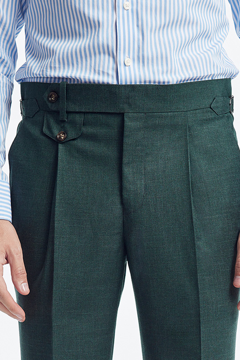 Costume single breasted em poliviscose, com lapela notched- Verde
