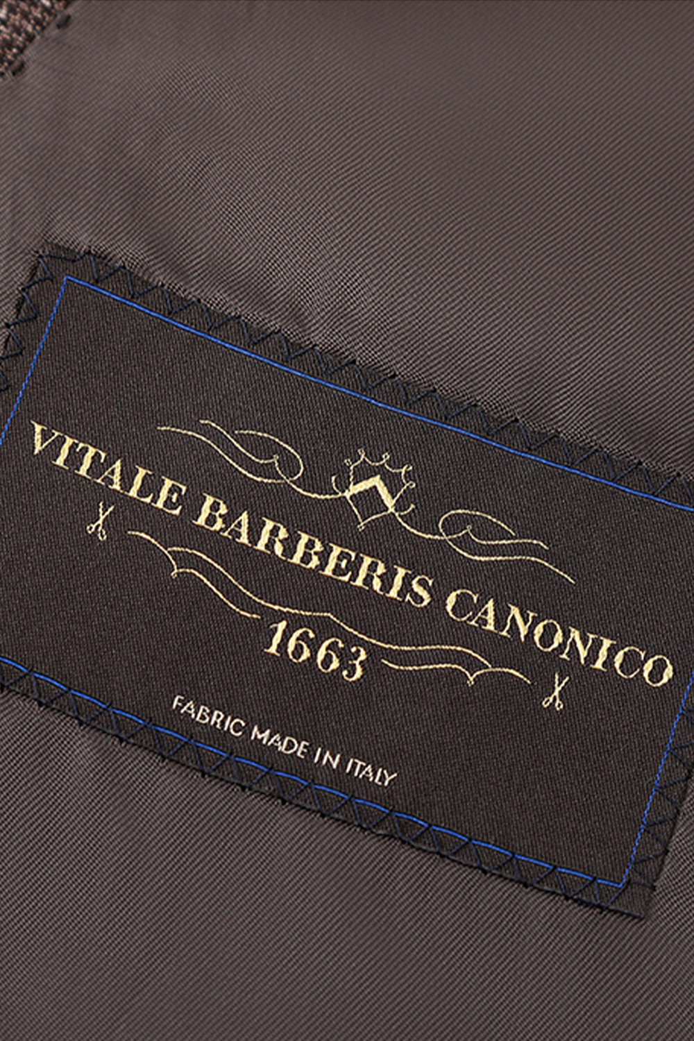 Lanifício Vitale Barberis Canonico - Costume double breasted 6x2, half canvas em lã, linho e seda com lapela peak - Marrom café