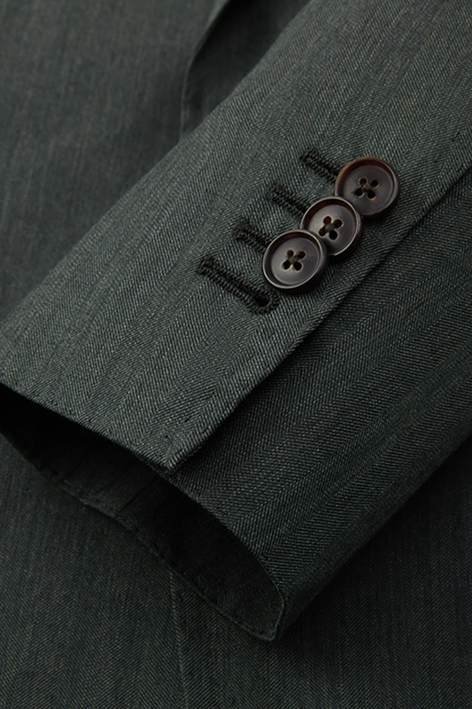 Lanifício Rogna - Costume single, lapela notched, em lã merino com seda - Verde Escuro