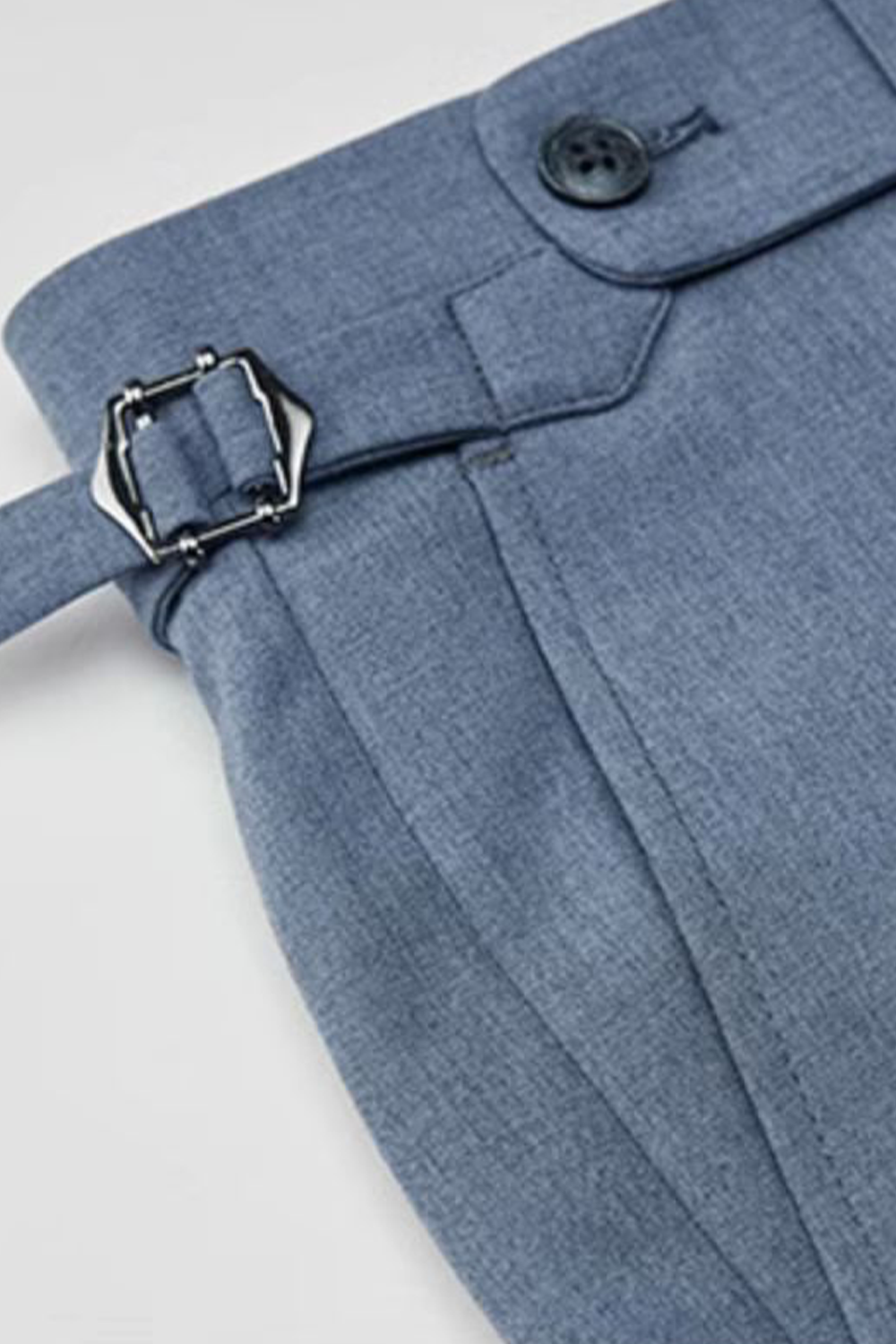 Costume single breasted em poliviscose e elastano, com lapela peak- Azul aço