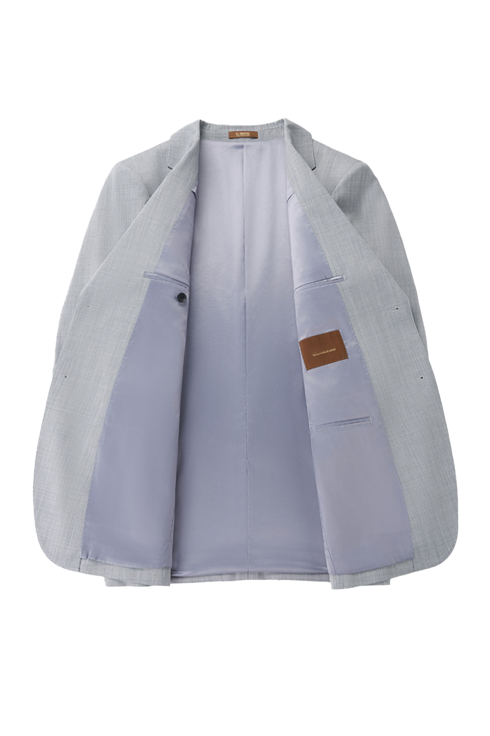 Costume single breasted, em lã tropical com elastano, lapela notched - Cinza Nuvem