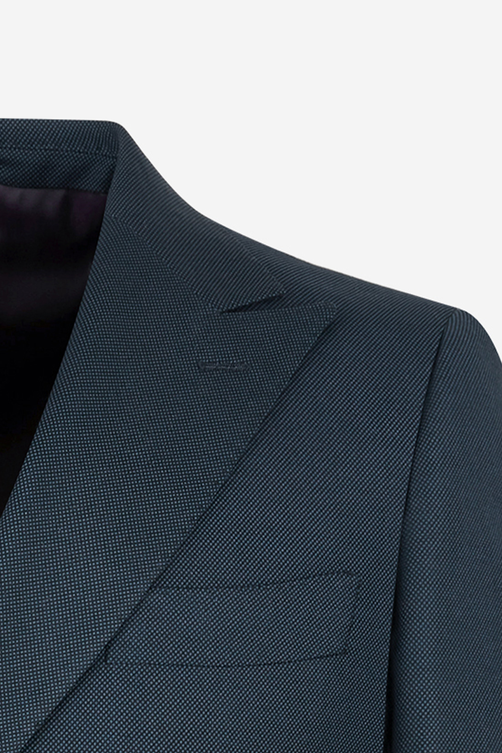 Costume double breasted 6x2, em poliviscose e elastano, com lapela peak - Azul marinho