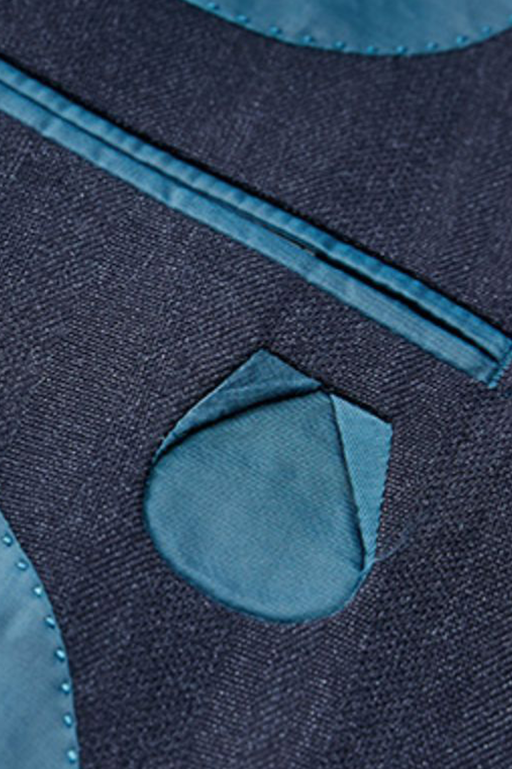 Costume single breasted em poliviscose, com lapela notched- Azul riscado