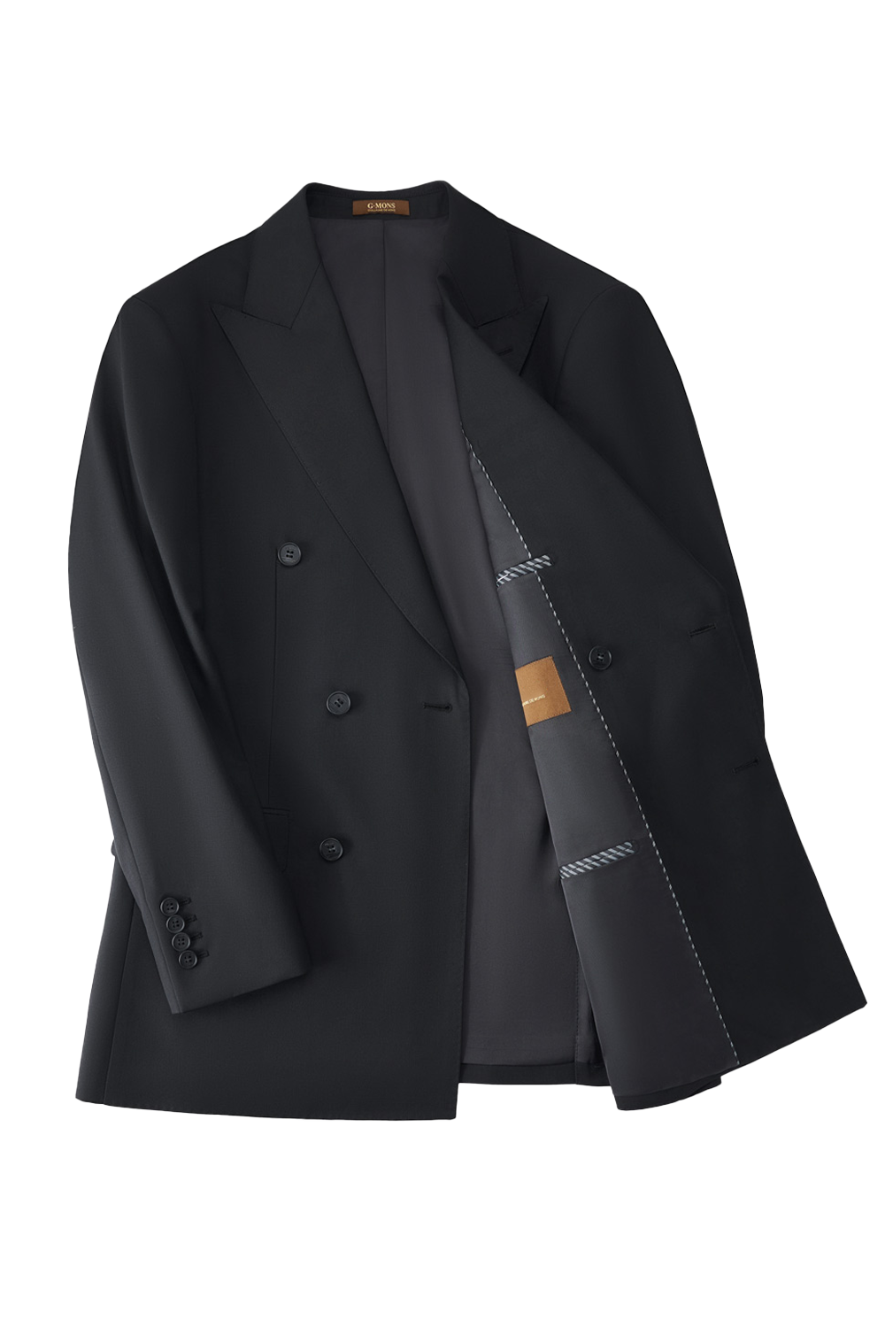 Costume double breasted, em lã tropical, lapela peak- Groom Preto