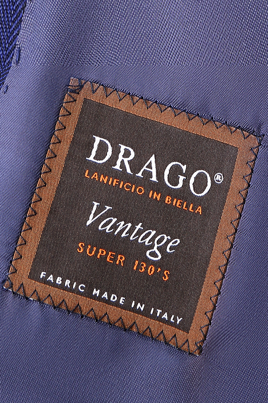 Lanifício Drago in Biella - Costume single breasted, em lã merino super 130'S, 17.20 micron, - Azul royal médio