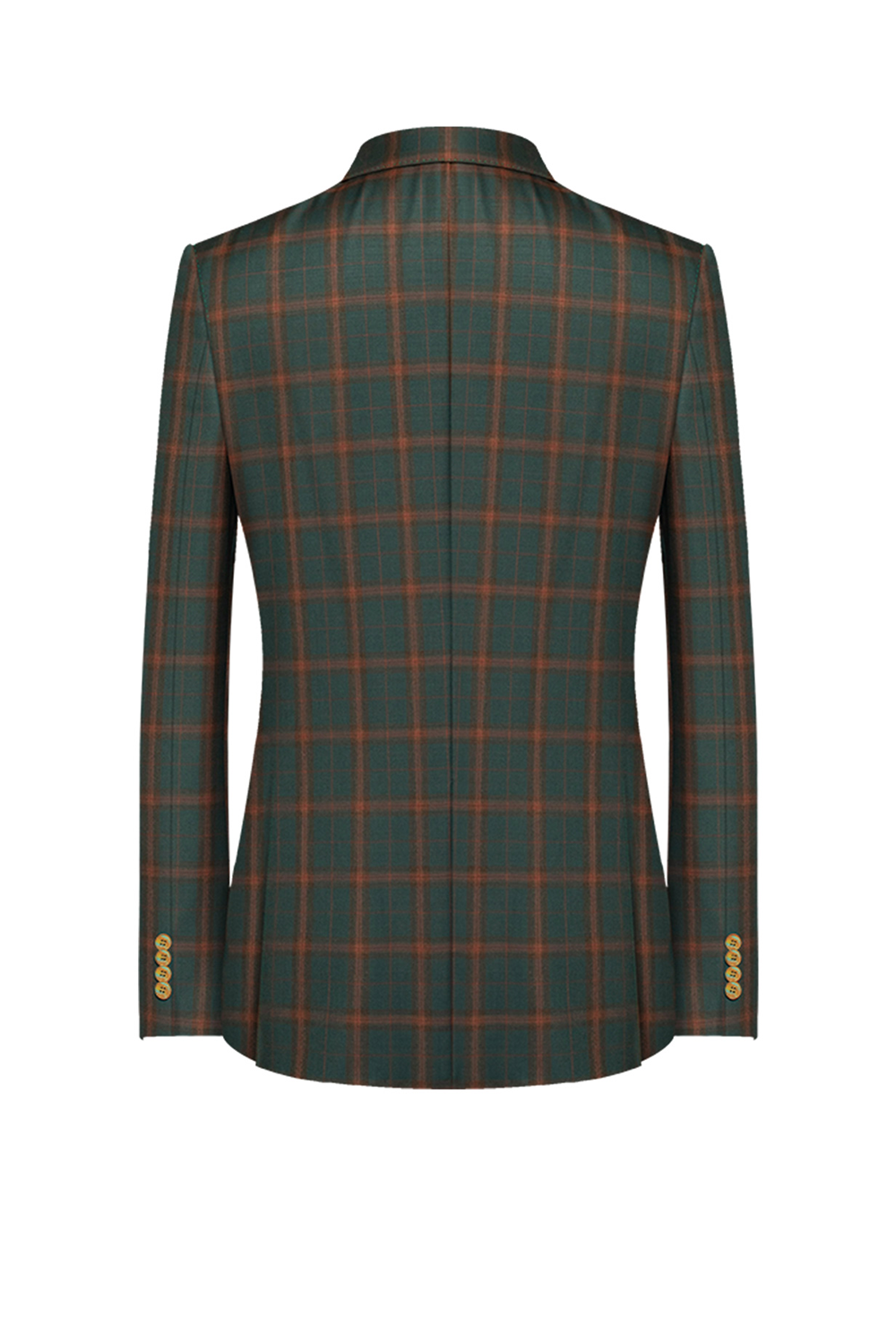 Blazer desestruturado single breasted, em lã tropical, com lapela notched - Tartan verde