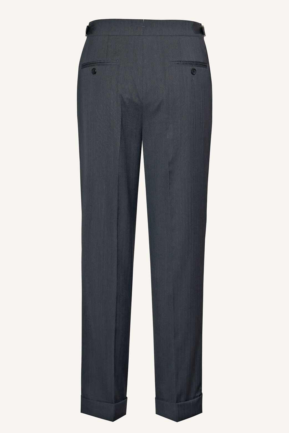 Calça em lã tropical, com ajuste lateral - Cinza chumbo