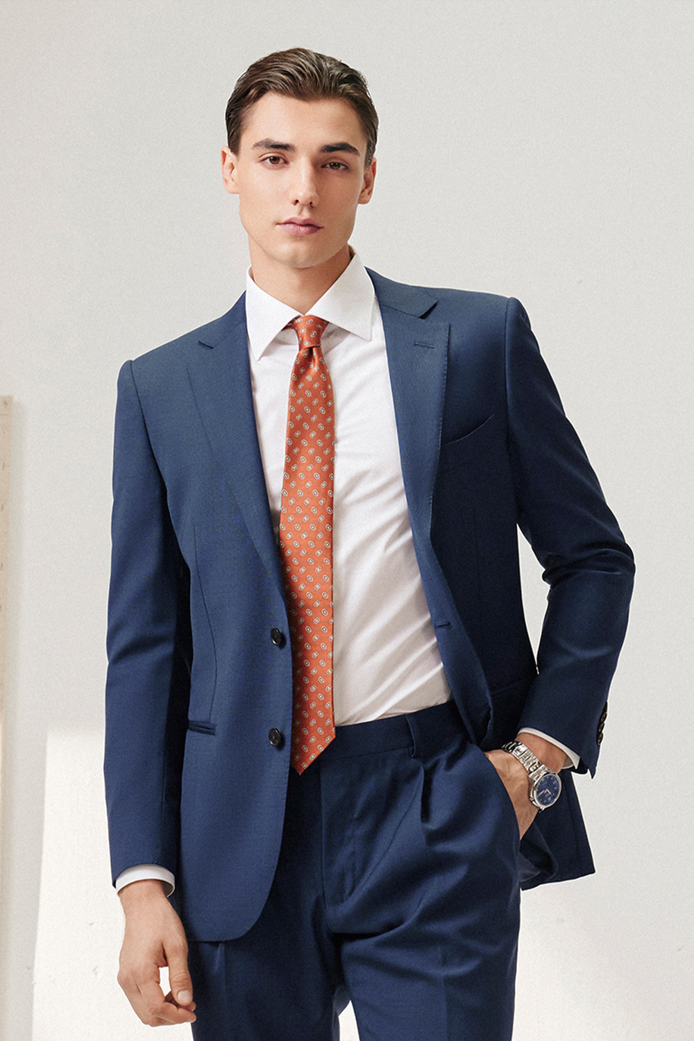 Lanifício Vitale Barberis Canonico - Costume desestruturado, single breasted em lã merino 130’s com 17.25 µ, lapela notched - Azul marinho