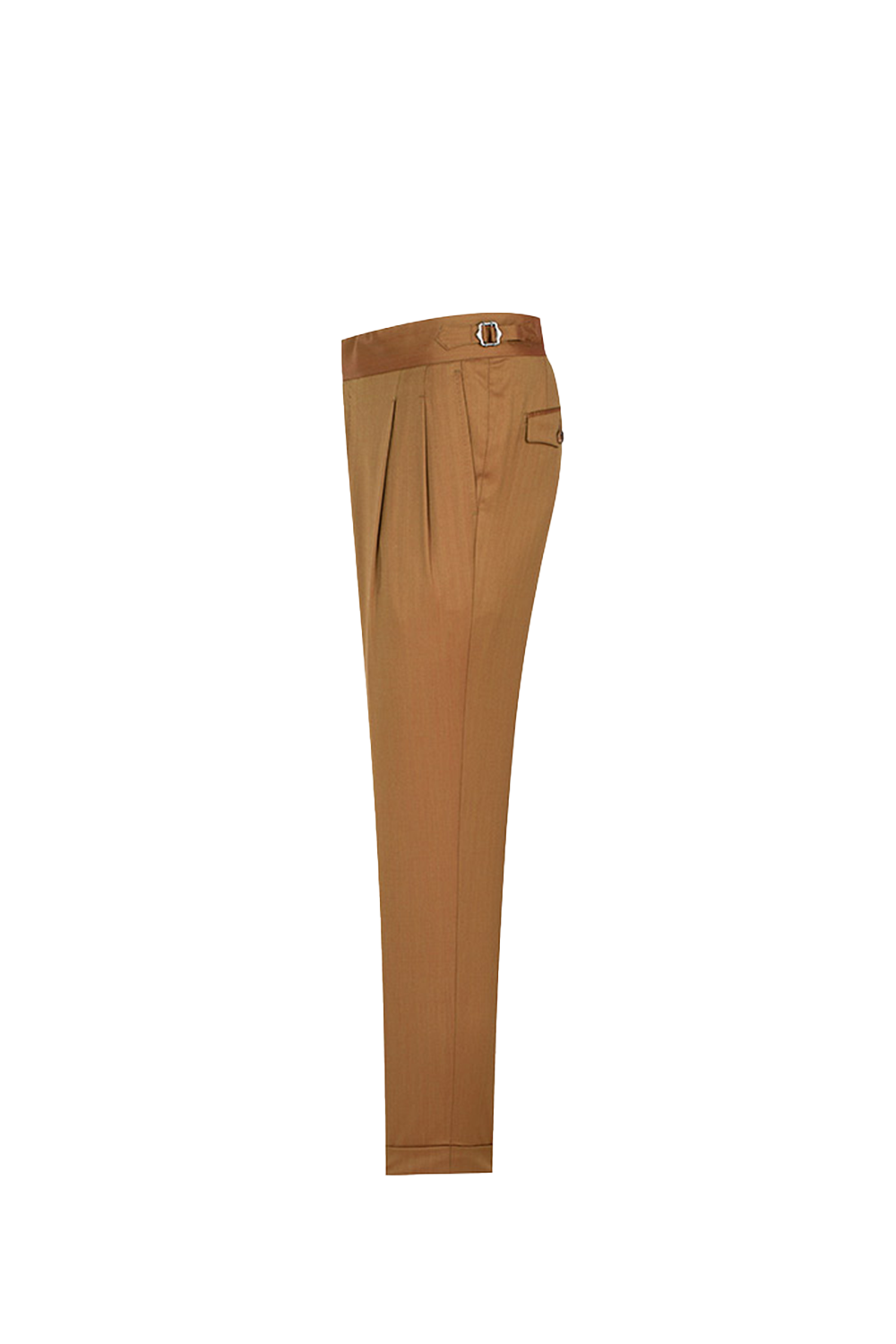 Tombolini - Calça de modelagem italiana, em lã GUABELLO 130's 17.25 micron com ajustadores laterais - Telha