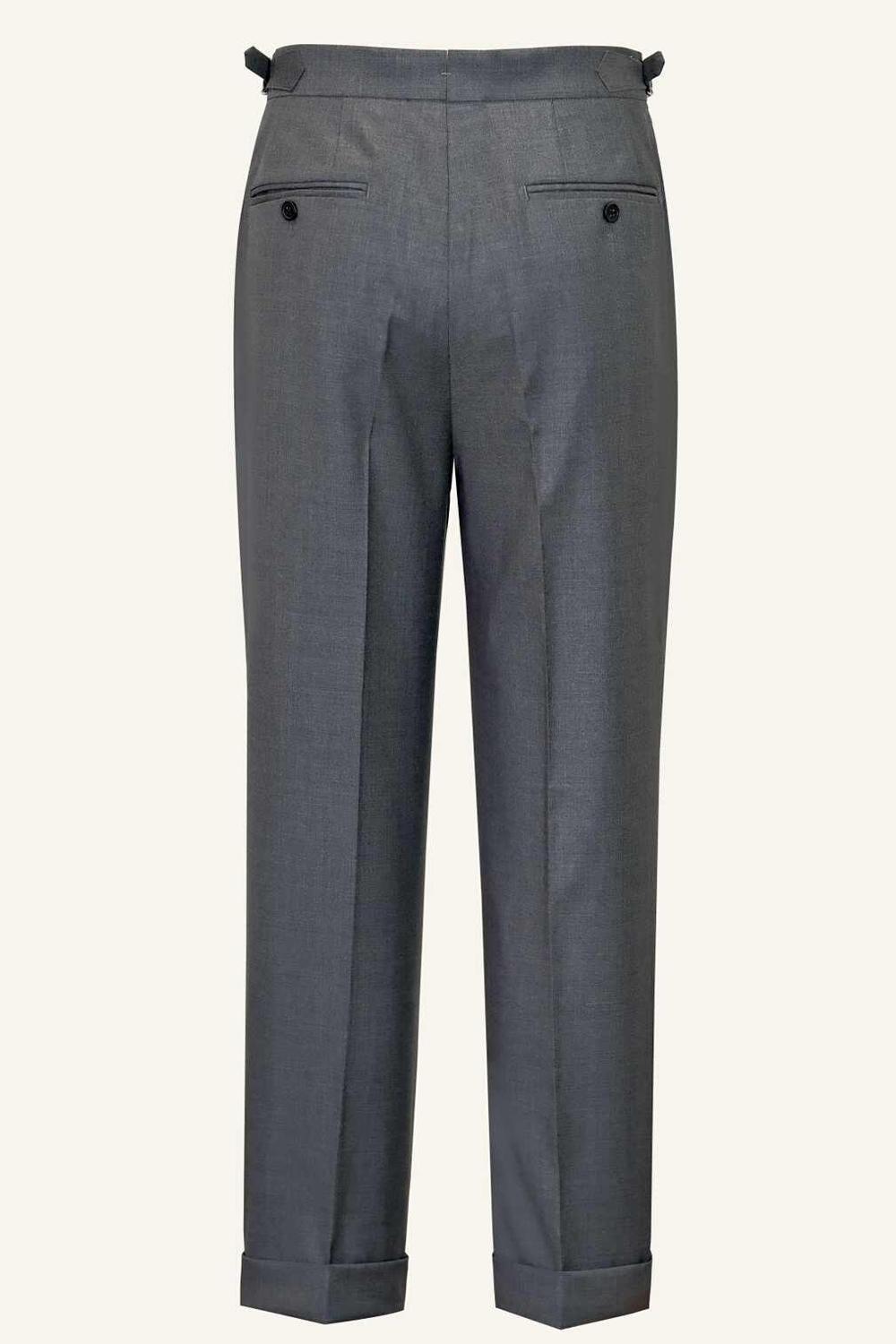 Lanifício T.Ingeniator - Calça em lã merino super 120's, 17.75µ, com ajuste lateral - Cinza