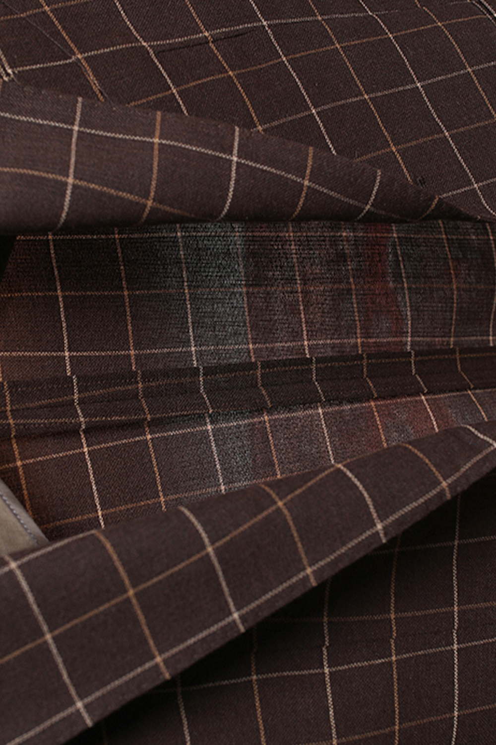 Blazer, em lã com linho single breasted com lapela notched - Marrom Xadrez