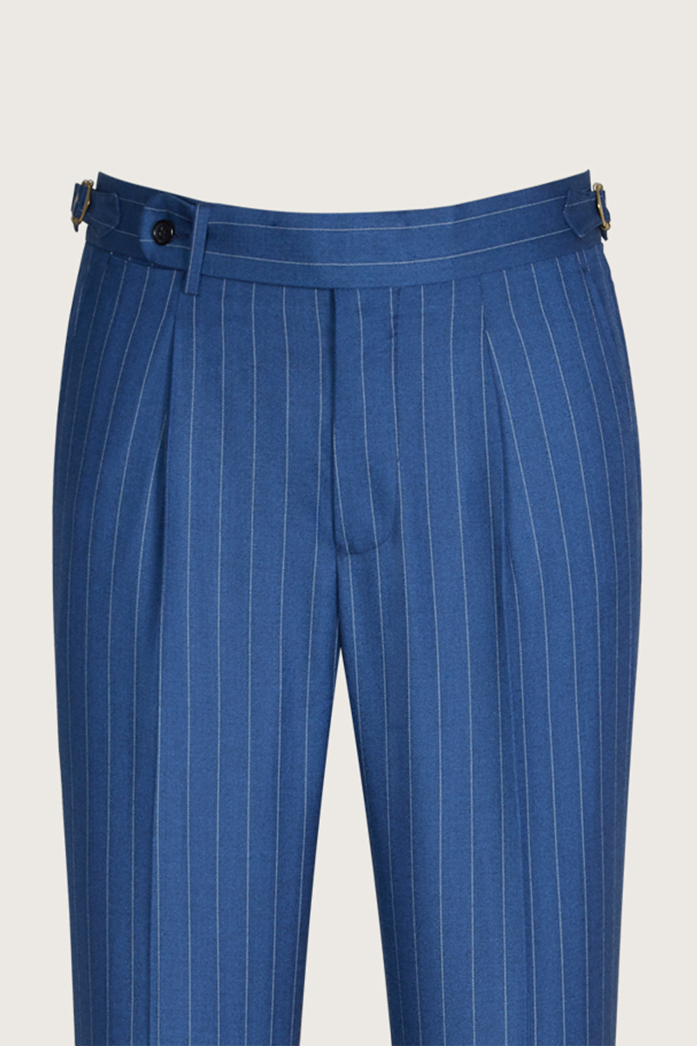 Costume double breasted, 6x2 com lapela peak - Azul bic com riscas de giz