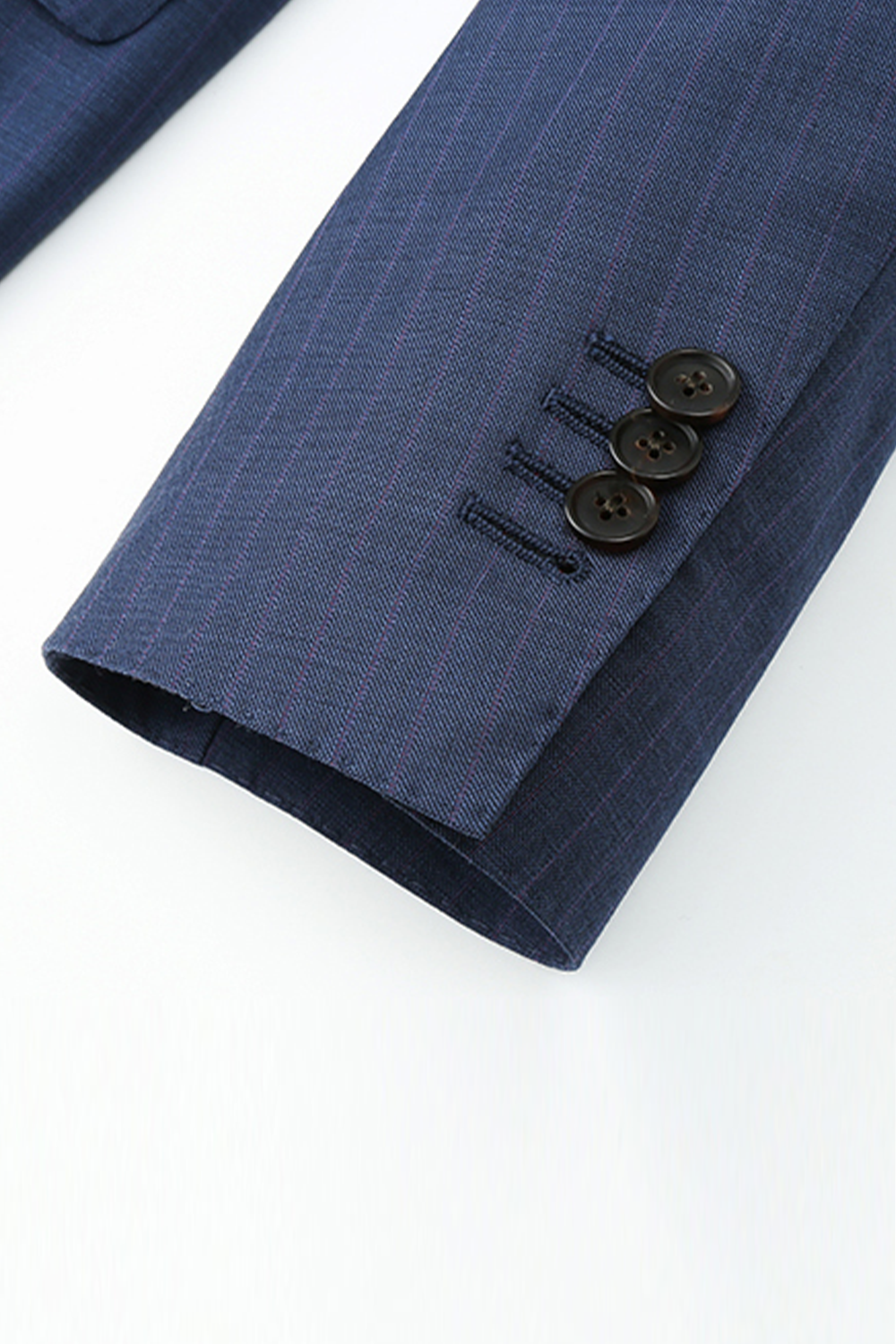 Costume single breasted half canvas, com lapela notched, 100% lã super 120'S com 17.75 µ - Azul riscado