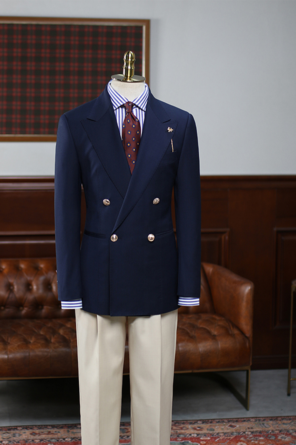 Blazer marinheiro, double breasted 4x1 com lapela peak - Navy Azul