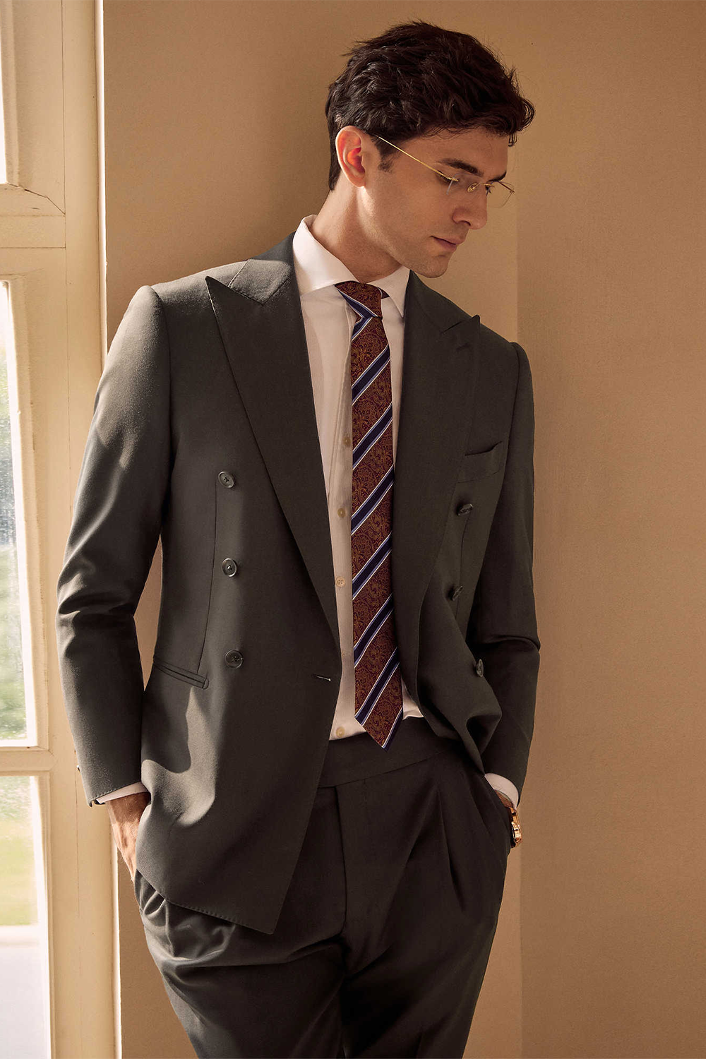 Lanifício Tollegno 1900 - Costume em lã merino, double breasted 6x2, half canvas com lapela peak