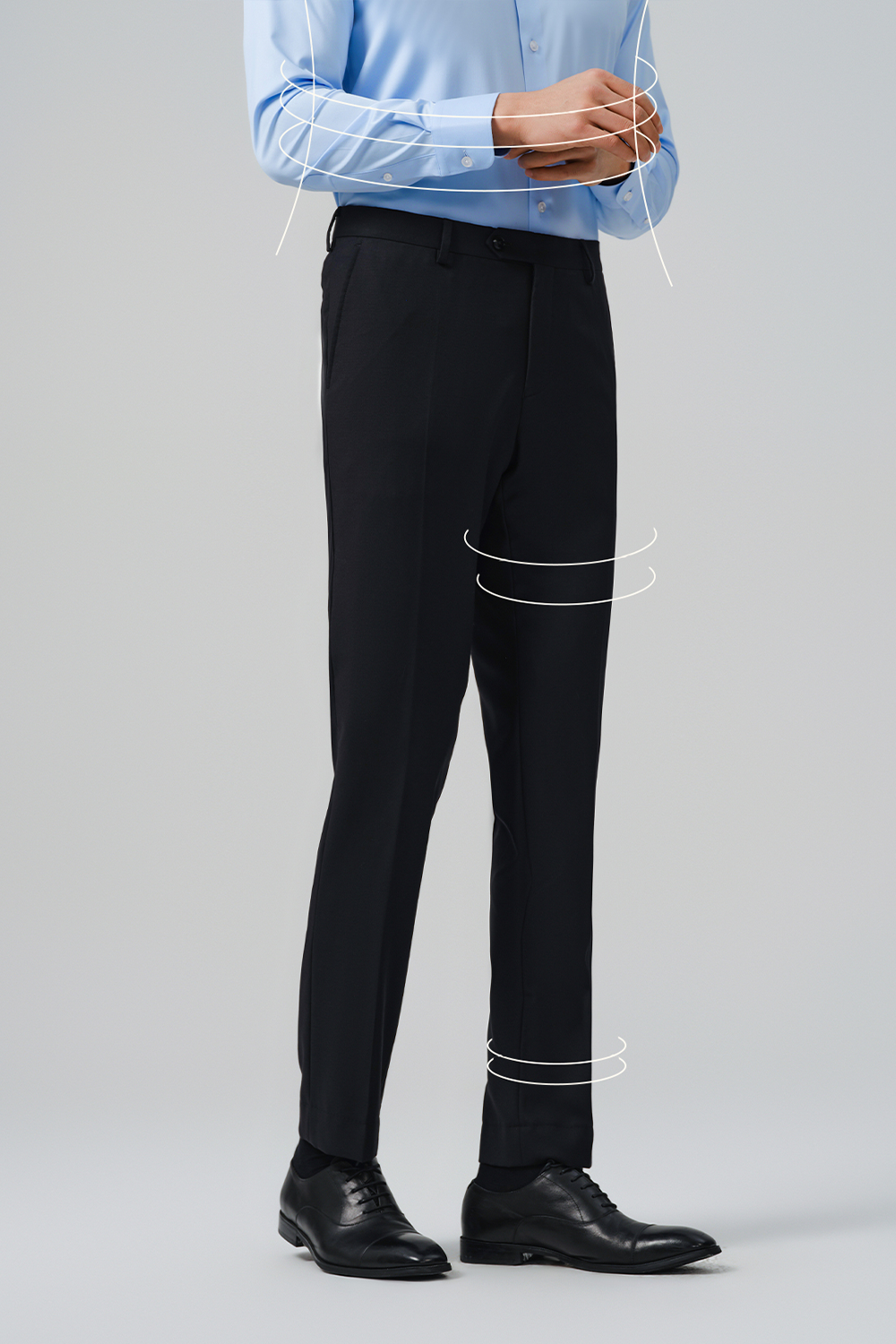 Calça de alfaiataria, em lã merino super 120's, 17.75µ, cintura alta, com passantes para cinto - Preta
