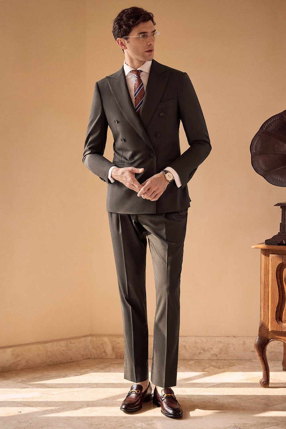 Lanifício Tollegno 1900 - Costume em lã merino, double breasted 6x2, half canvas com lapela peak
