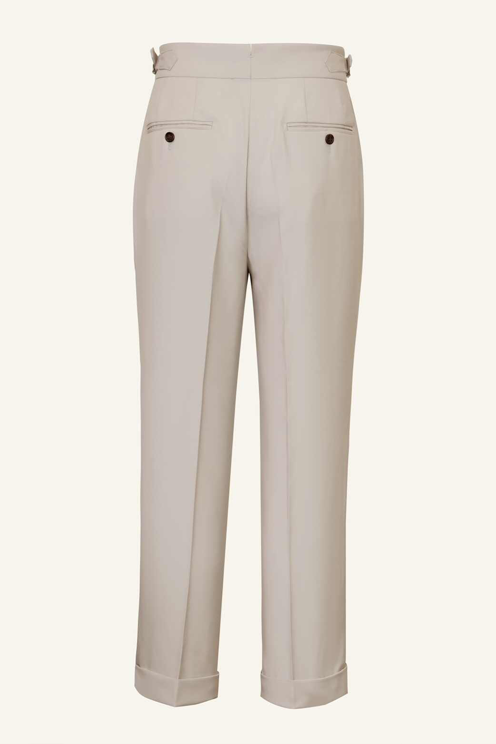 Lanifício T.Ingeniator - Calça em lã merino super 120's, 17.75µ, com ajuste lateral - Off-White