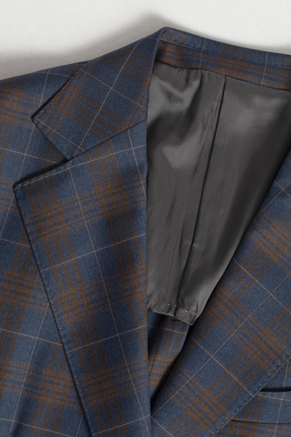 Blazer desestruturado single breasted, em lã merino super 130'S, 17.20 micron, com lapela notched - Tartan Multitons