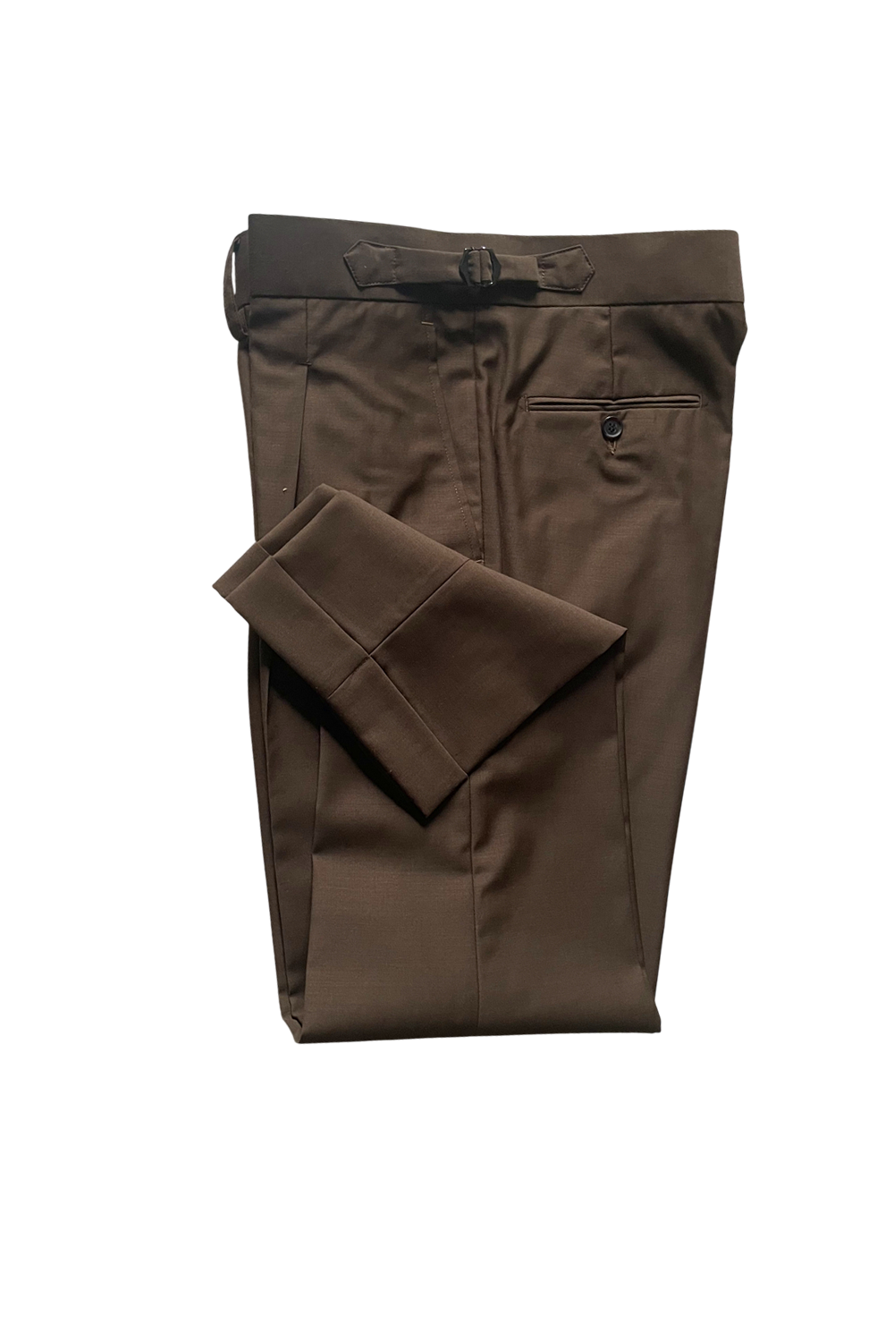 Calça em lã merino, super 100's 18.75 micron, com ajustadores laterais - Marrom escuro