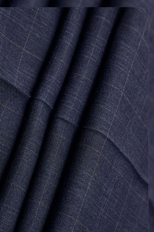 Costume single breasted em poliviscose, com lapela peak- Windowpane azul