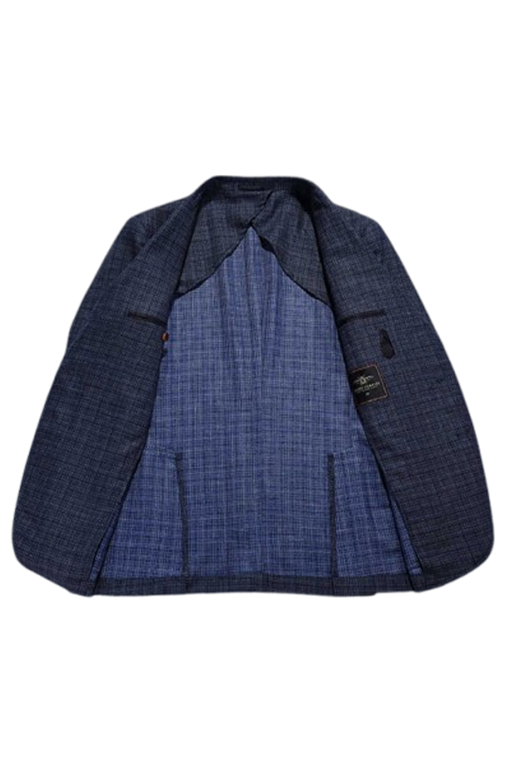 Blazer single breasted com lapela notched, em lã, linho e seda - Azul melange