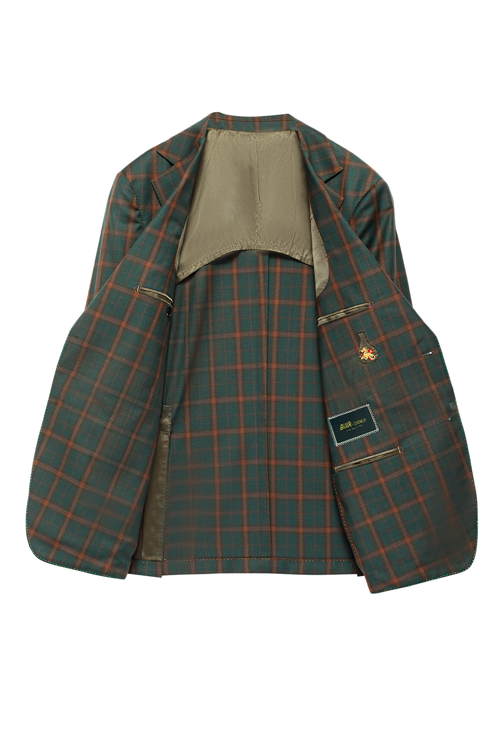 Blazer desestruturado single breasted, em lã tropical, com lapela notched - Tartan verde