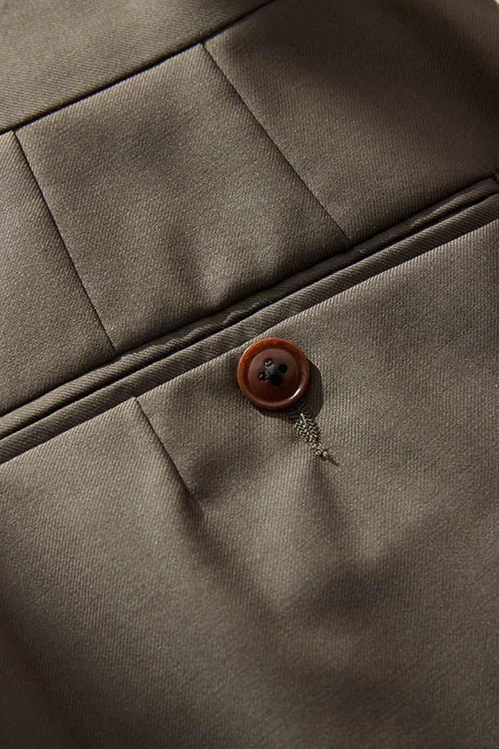 Calça em lã merino super 120's, 17.75µ, com ajuste lateral - Marrom