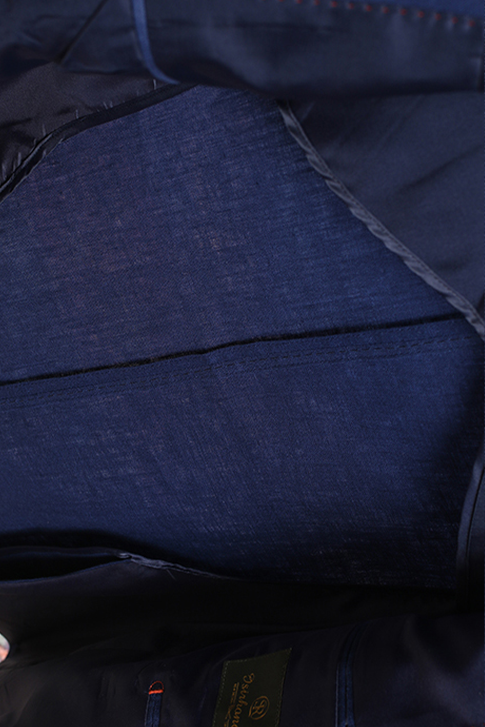 Blazer em linho, double breasted 6x2, com lapela peak large - Azul