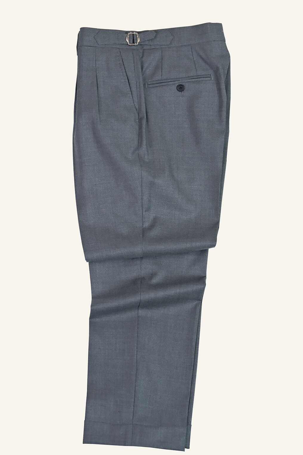 Lanifício T.Ingeniator - Calça em lã merino super 120's, 17.75µ, com ajuste lateral - Cinza