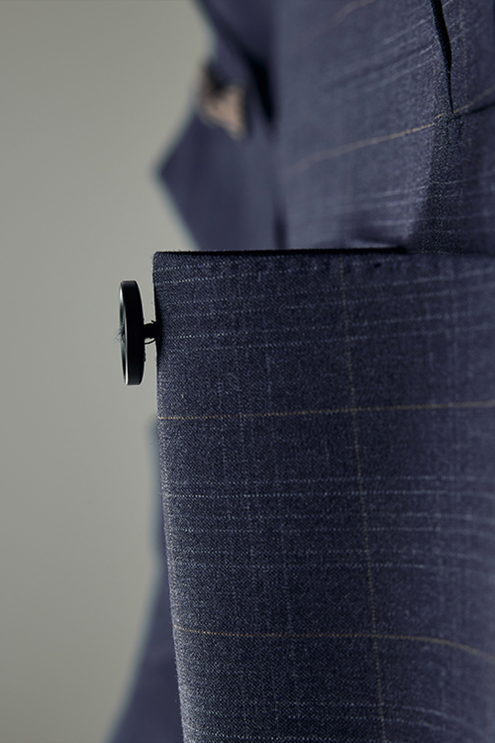 Costume single breasted em poliviscose, com lapela peak- Windowpane azul
