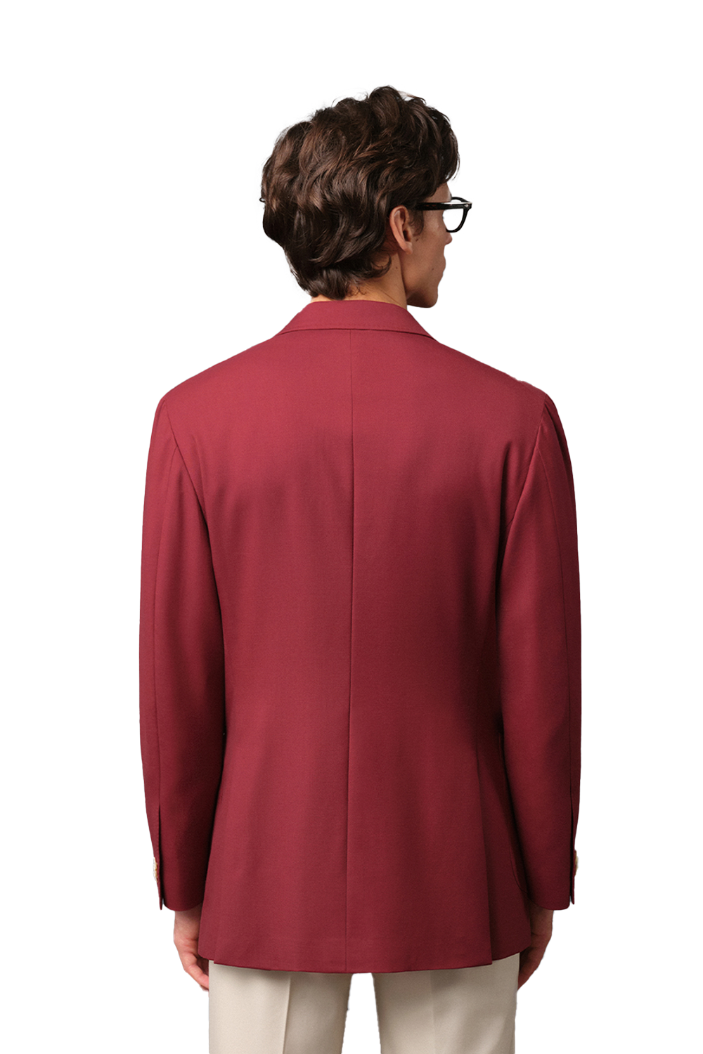 Blazer single breasted com lapela notched, 100% lã super 120'S com 17.75 µ - Vermelho Bordô