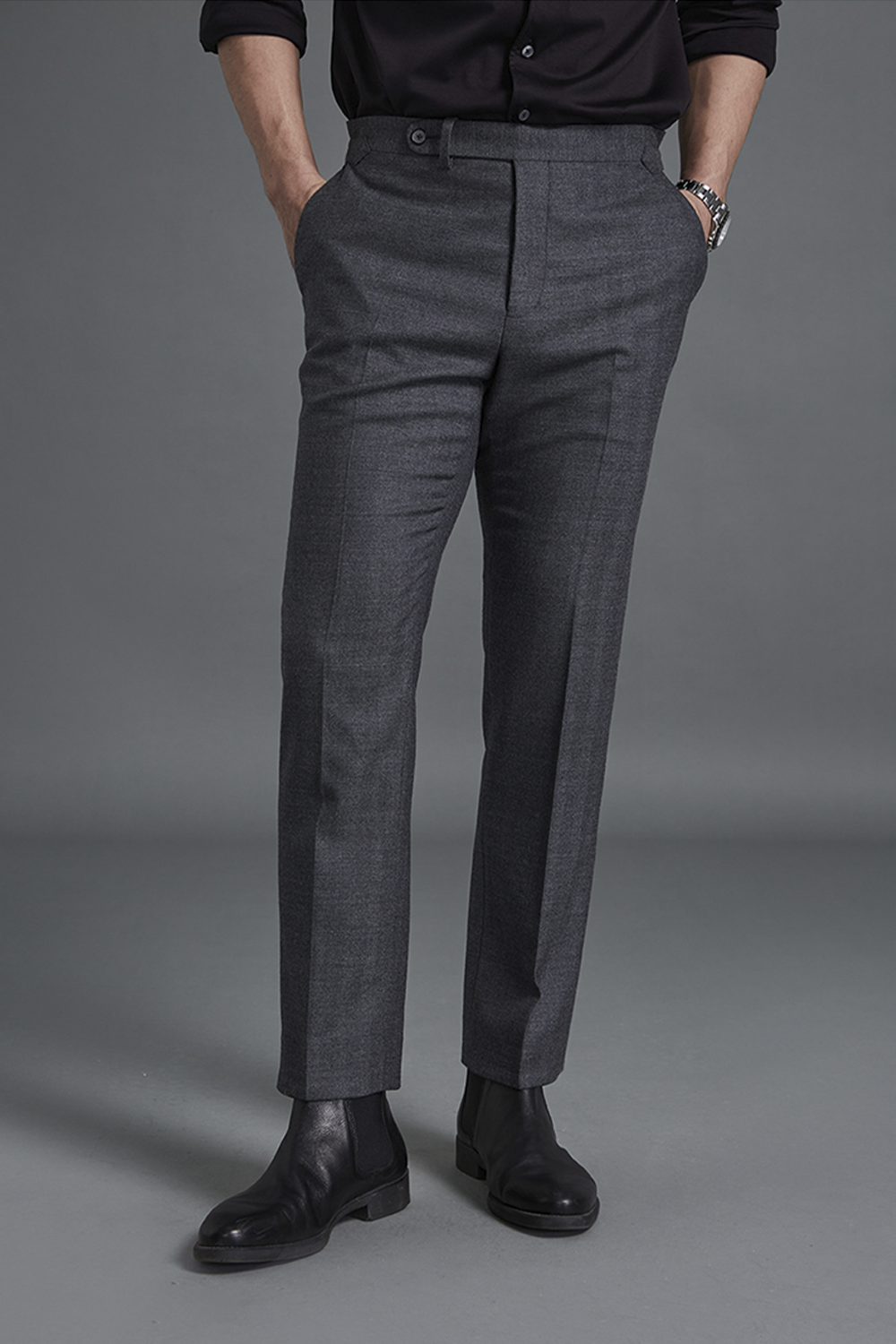 Calça de modelagem italiana, em lã merino 110's 18.25 micron - Cinza