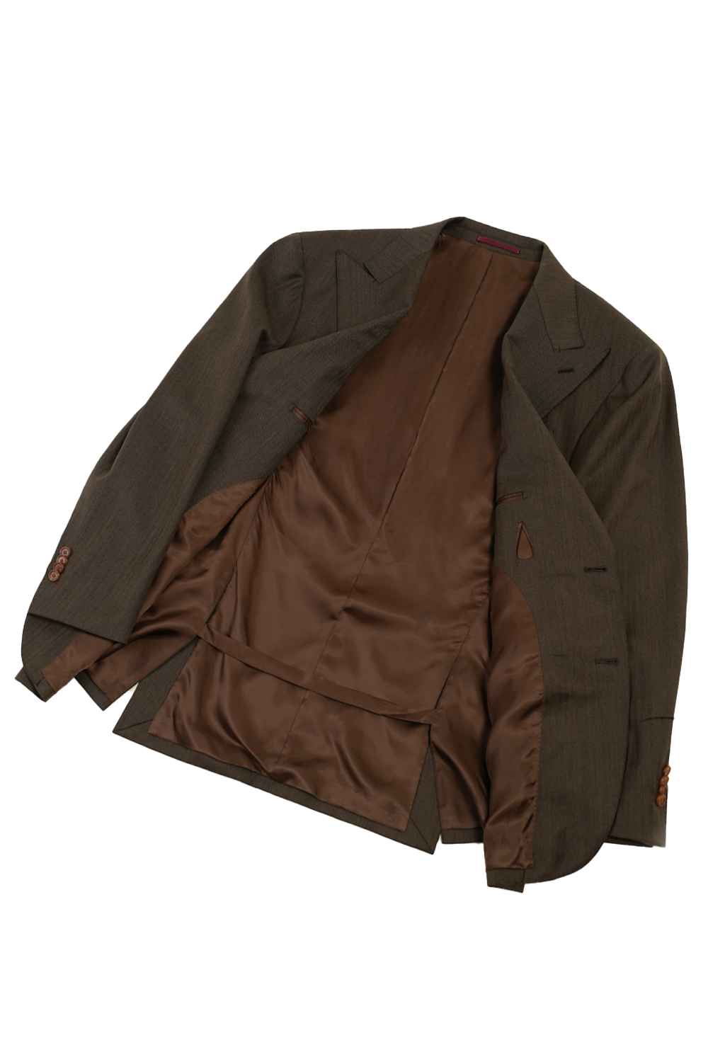 Costume half canvas, single breasted com lapela peak large, 100% lã super 130'S com 17.25 µ - marrom espinha de peixe