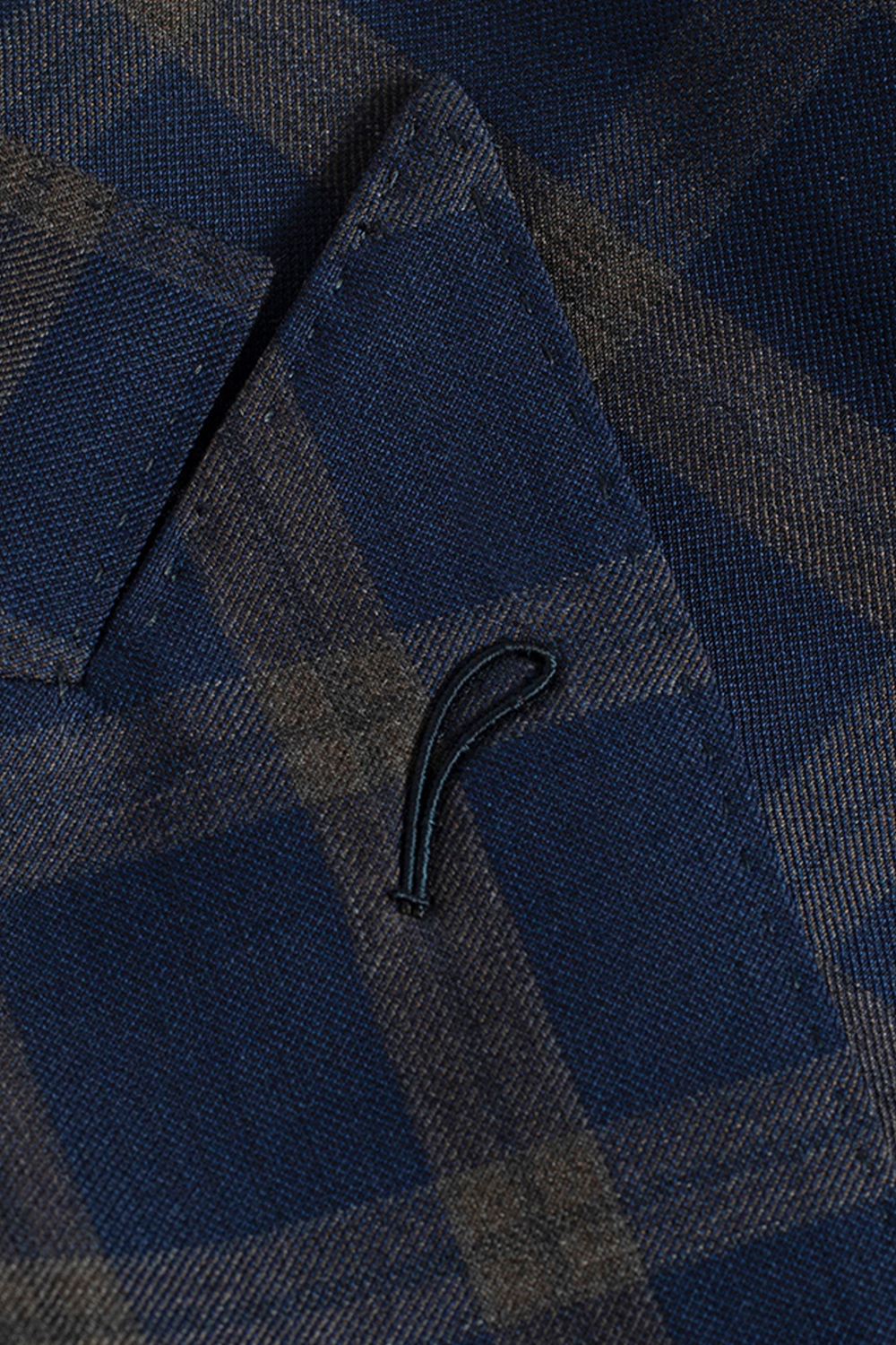 Blazer double breasted 6x2, em lã tropical, com lapela peak - Tartan Azul multitons