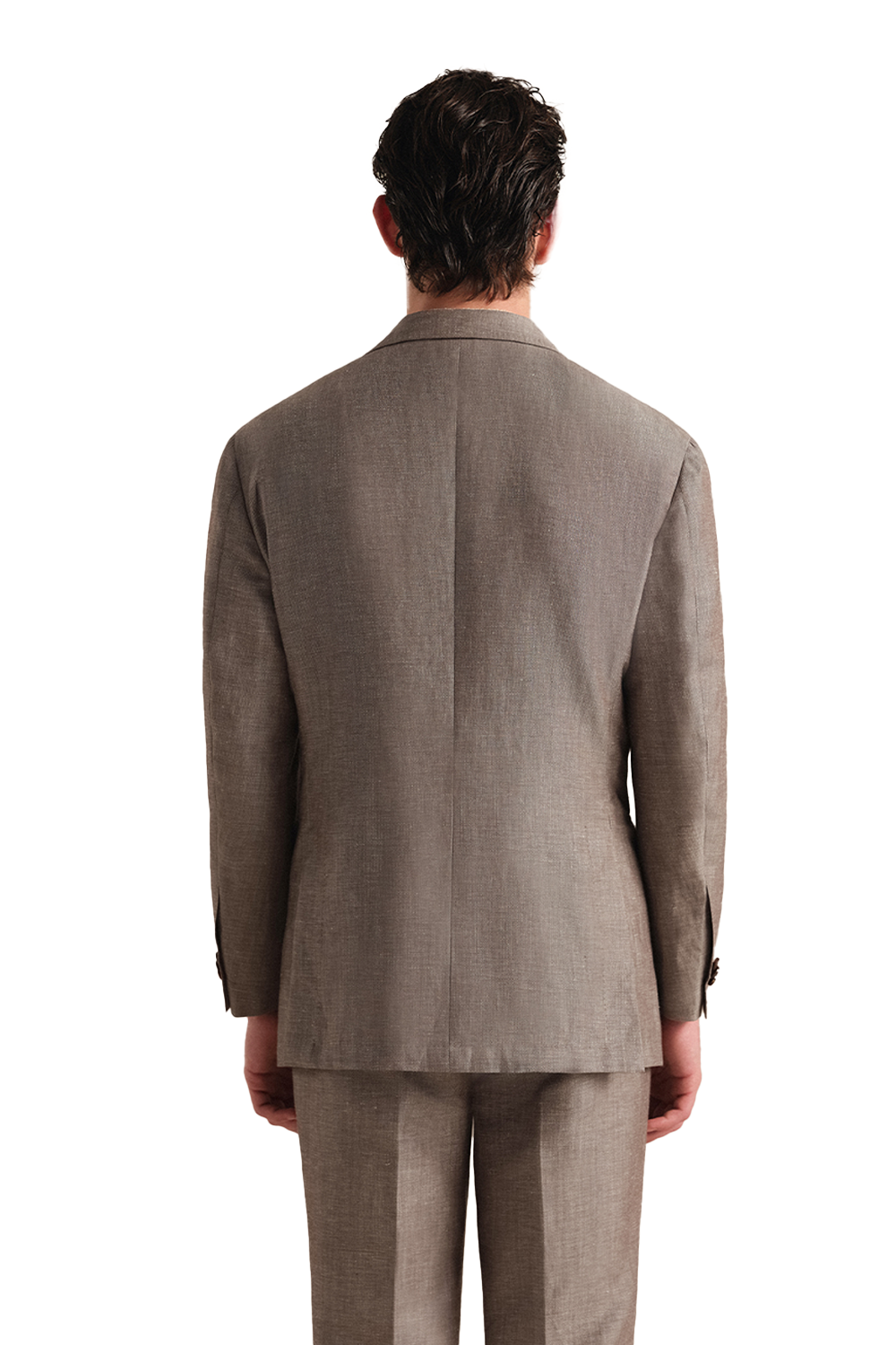 Blazer single breasted com lapela peaked large, em lã com linho - Taupe