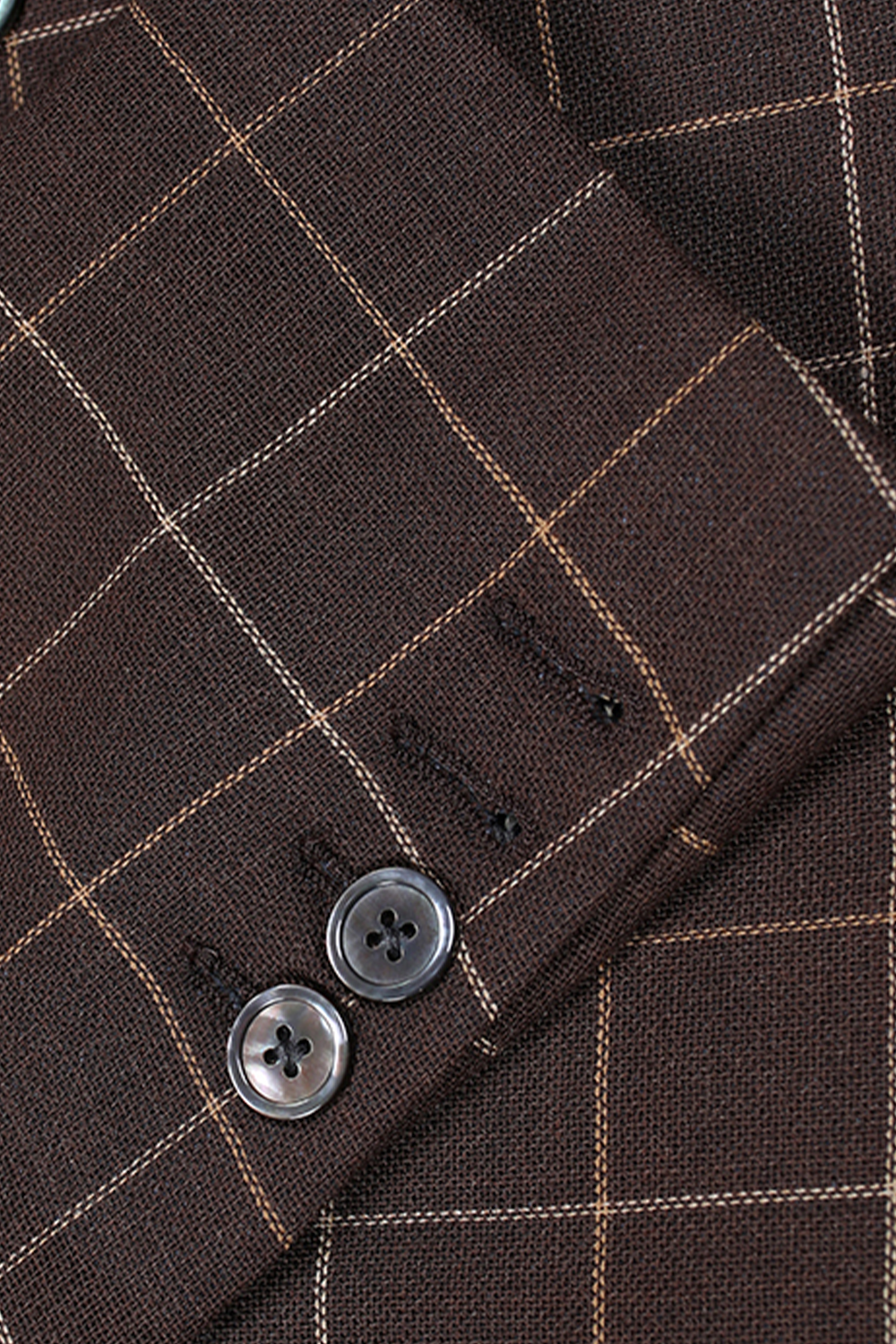 Blazer, em lã com linho single breasted com lapela notched - Marrom Xadrez