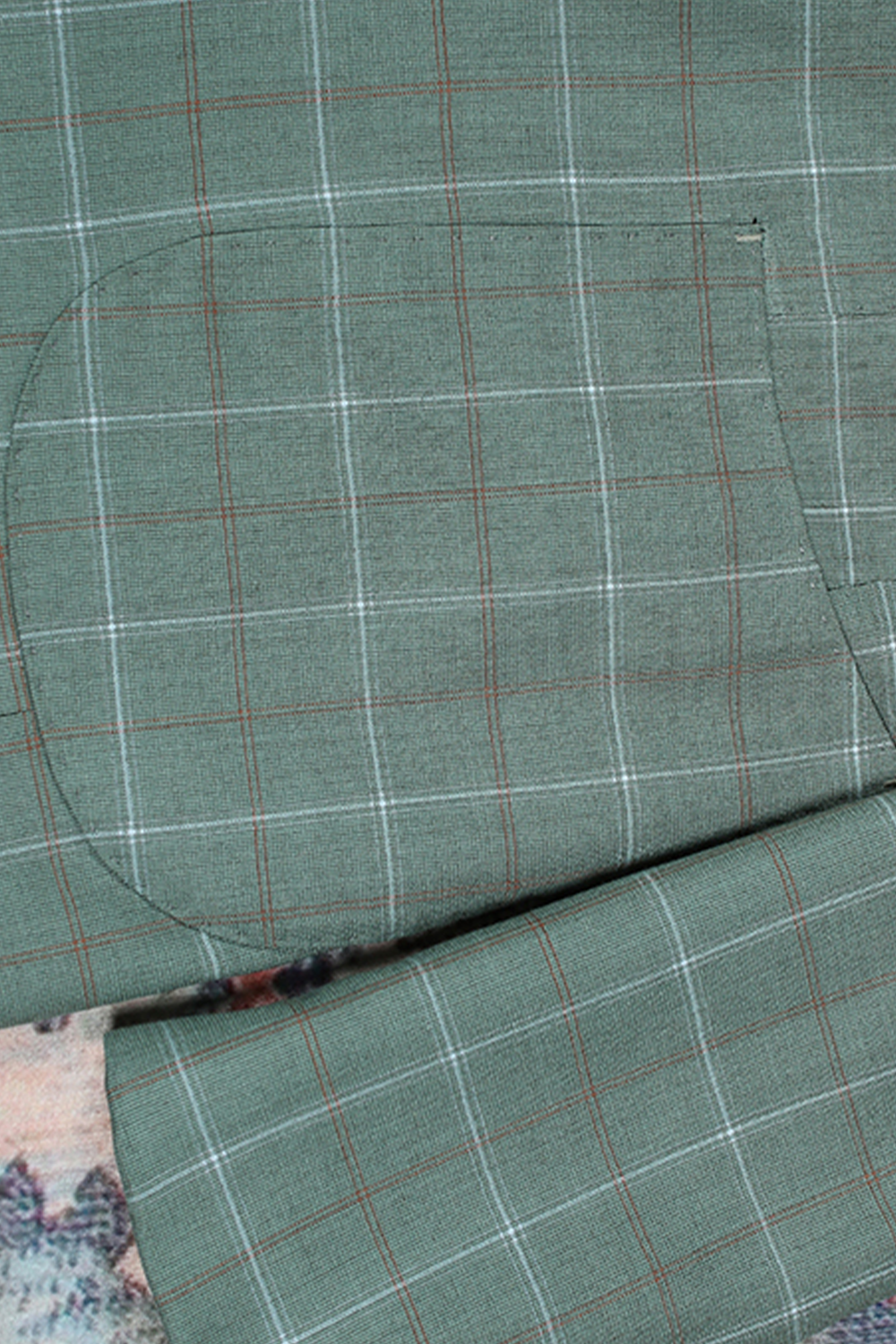 Blazer single breasted, em lã com seda, lapela notched - Verdastro - Padronagem