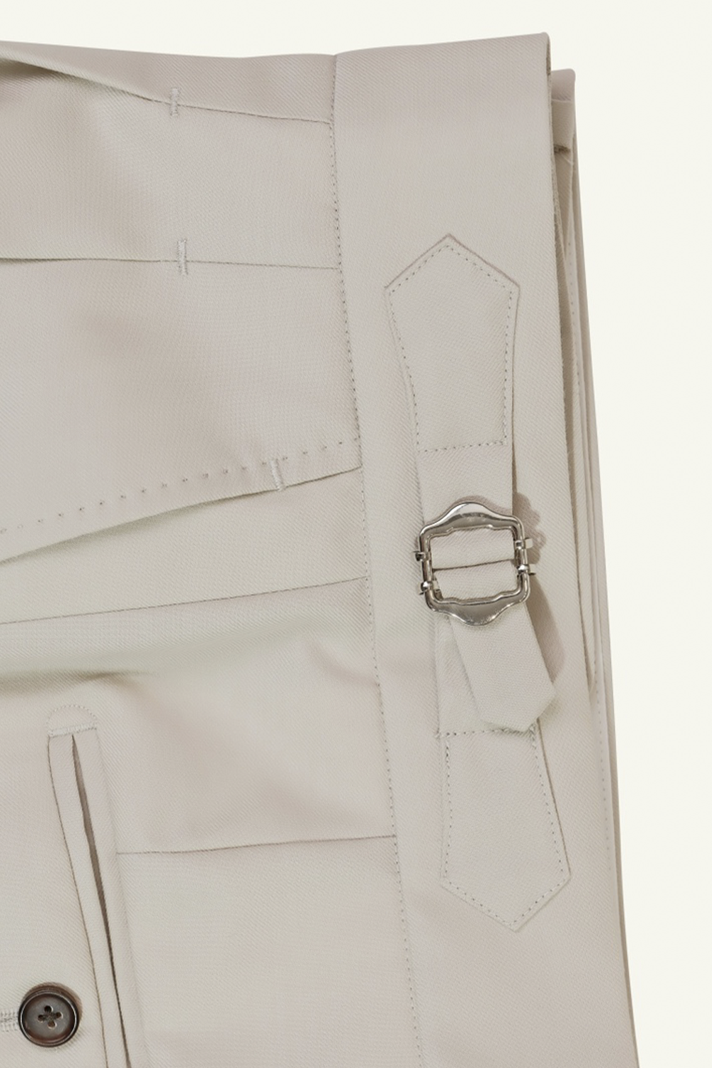 Lanifício T.Ingeniator - Calça em lã merino super 120's, 17.75µ, com ajuste lateral - Off-White