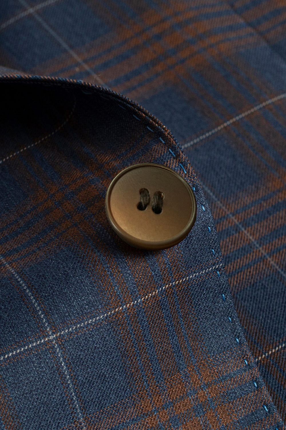 Blazer desestruturado single breasted, em lã merino super 130'S, 17.20 micron, com lapela notched - Tartan Multitons