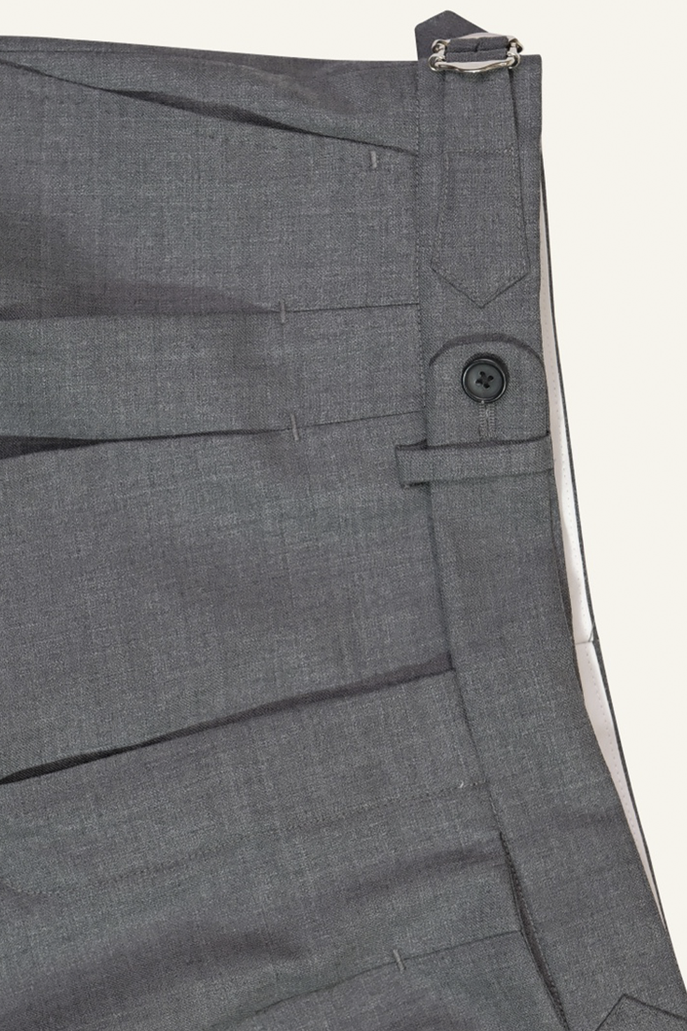 Lanifício T.Ingeniator - Calça em lã merino super 120's, 17.75µ, com ajuste lateral - Cinza