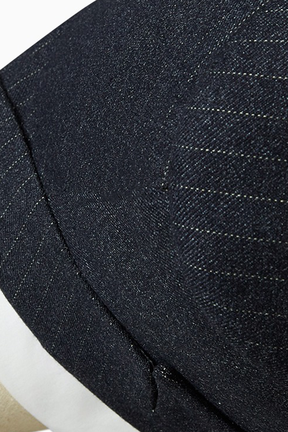 Costume double breasted 6x2, em poliviscose com lapela peak - Azul risca de giz