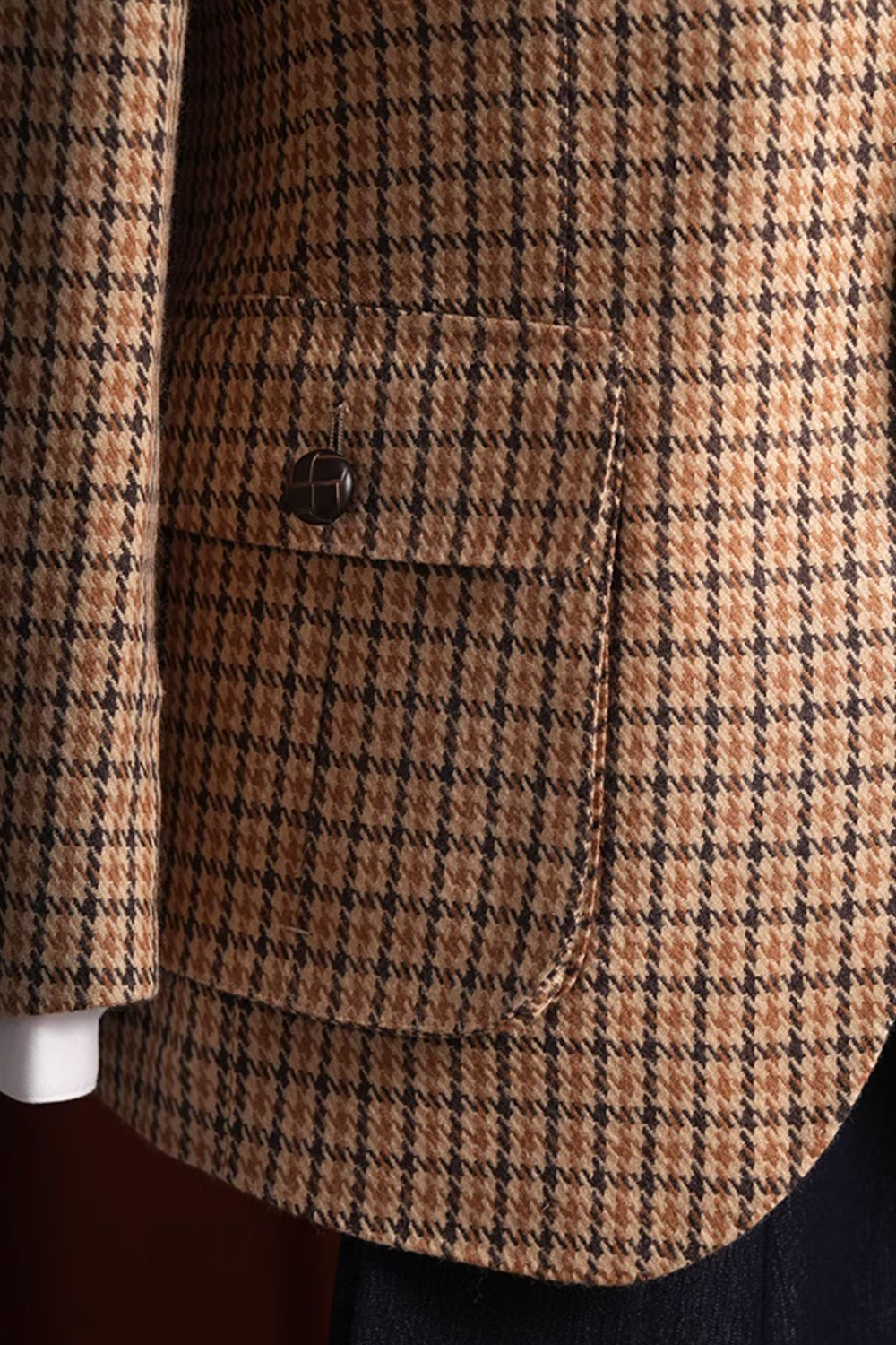 Lanifício FOX BROTHERS & CO - Blazer single breasted com lapela notched e botões capotão, em lã com cashmere - Padronagem