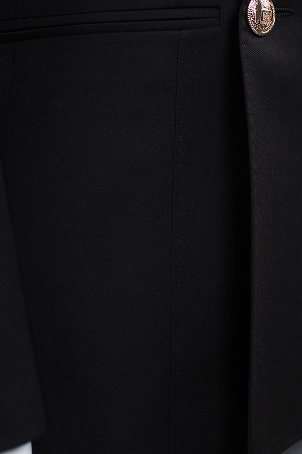 Blazer marinheiro, em polilã double breasted 4x1 com lapela peak large - preto